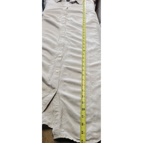 Lane Bryant Linen Blend Shirt‎ Dress Beige Button Front Tab Sleeve Plus Sz 24 - Picture 10 of 10